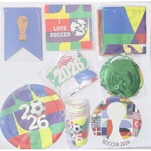 World Cup 2026 Soccer Party Supplies Set 20 Guests Plates Cups Napkins Decor